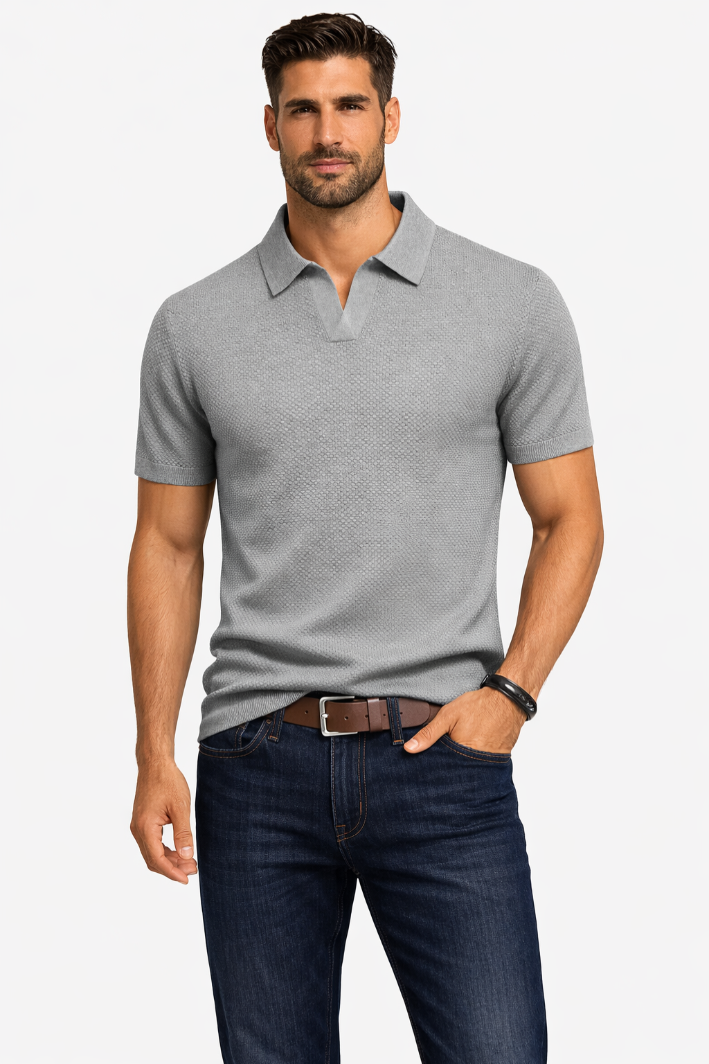 Men's Textured Knit Polo Shirt | Short Sleeve Casual Top | Stylish Summer Wear 14