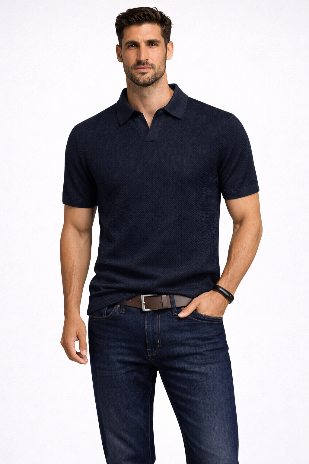 Men's Textured Knit Polo Shirt | Short Sleeve Casual Top | Stylish Summer Wear 2